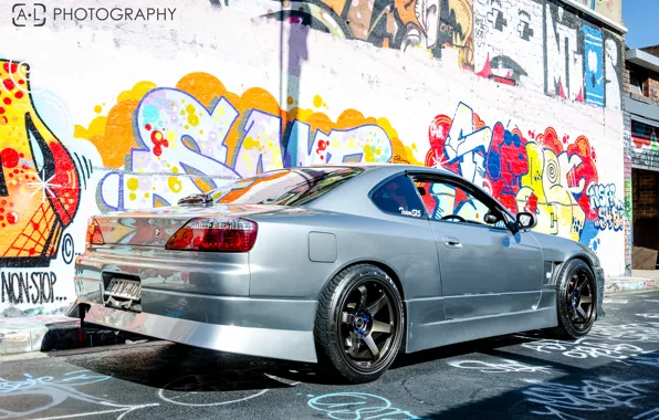 Graffiti, nissan, grey, Car, Nissan, Graffiti, silvia, Wallpapers