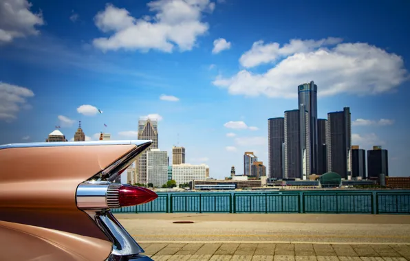 Building, wing, car, architecture, Detroit, renaissance center