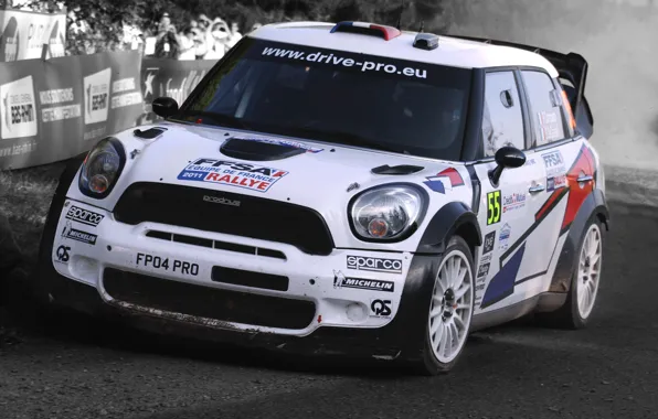 Picture White, Sport, grille, Machine, Race, The hood, Lights, Mini Cooper