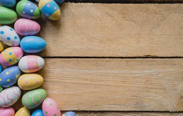 Eggs, spring, colorful, Easter, wood, spring, Easter, eggs