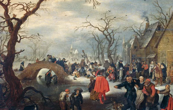 Wallpaper picture, Adrian van de Venne, oil, Maslenitsa in the Village, Adriaen van de Venne, 1625