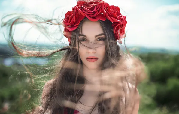 Girl, the wind, hair, Maxim Tumanov