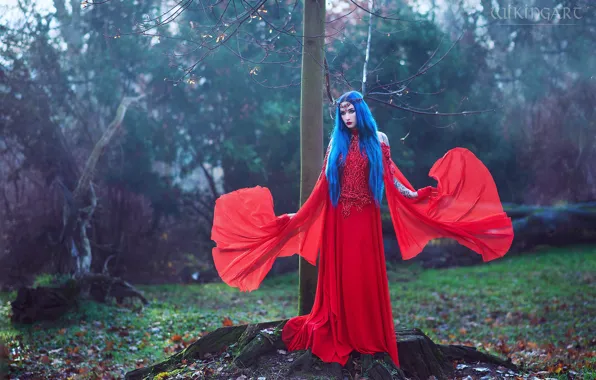 Girl, nature, pose, style, makeup, costume, outfit, image