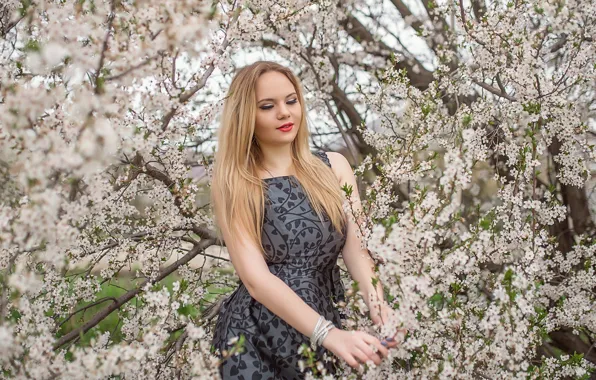 Picture dress, blonde, pose, A Diakov George