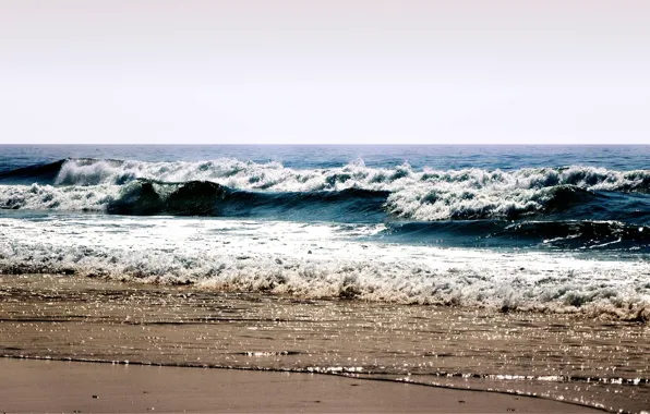 Picture sea, wave, beach, summer, the sky, foam, water, landscape