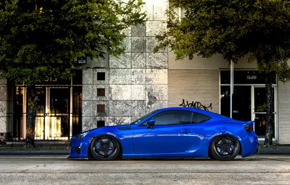 Coupe, Subaru, profile, sports car, blue, front, Subaru, brz