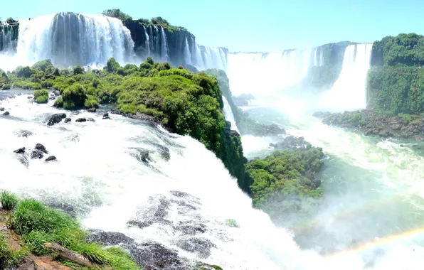 Rainbow, panorama, Iguazu Falls