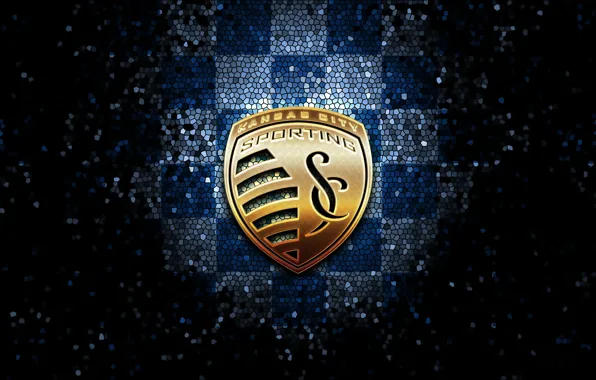 Wallpaper, sport, logo, football, glitter, checkered, MLS, Sporting Kansas City