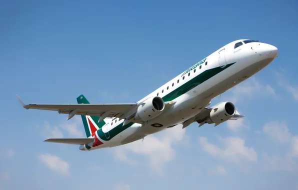 The sky, clouds, Airport, Italy, the plane, the rise, Embraer, E175