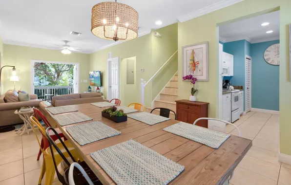 Design, style, Villa, interior, living room, dining room, dining area, Key West