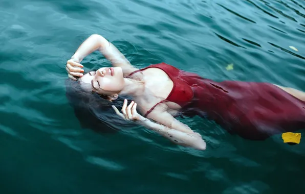WATER, DRESS, RED, SURFACE