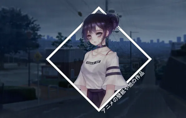 Sadness, geometric figure, anime girl, madskillz, madskillz