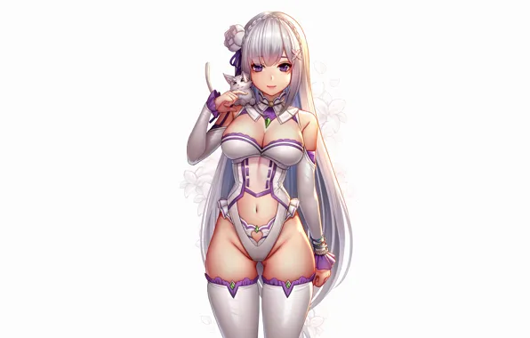 Girl, sexy, cleavage, thighhighs, long hair, boobs, anime, beautiful