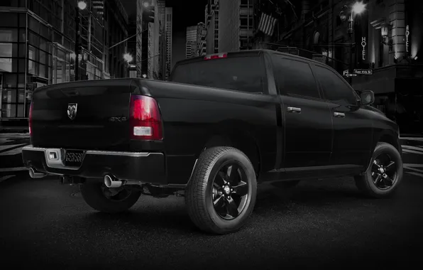 Black, Dodge, Dodge, rear view, pickup, 1500, Ram, REM