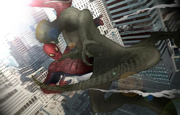 Picture people, spider, lizard, new York, The Amazing Spider-Man