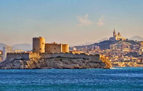 Picture sea, France, panorama, Marseille, If Castle