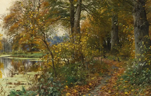 Picture autumn, leaves, landscape, nature, river, picture, path, Peter Merk Of Menstad