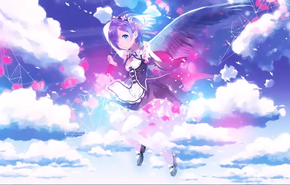 The sky, clouds, anime, Angel, art, Re: Zero kara hajime chip isek or Seikatsu, From …