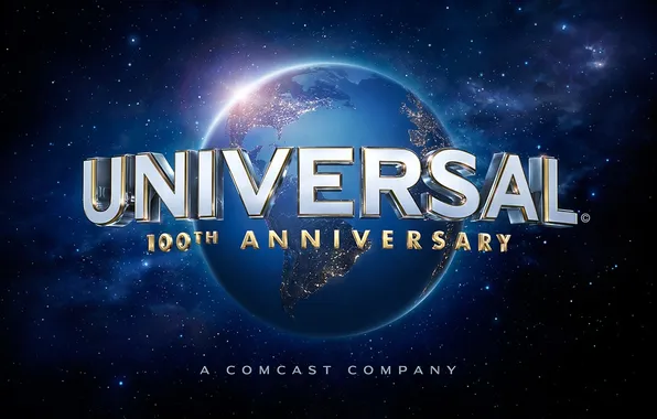 Stars, earth, the inscription, planet, logo, Studio, Universal, 100th anniversary