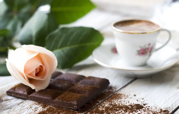 Picture roses, coffee, chocolate