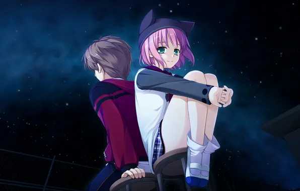 Picture look, girl, night, stars, guy, date