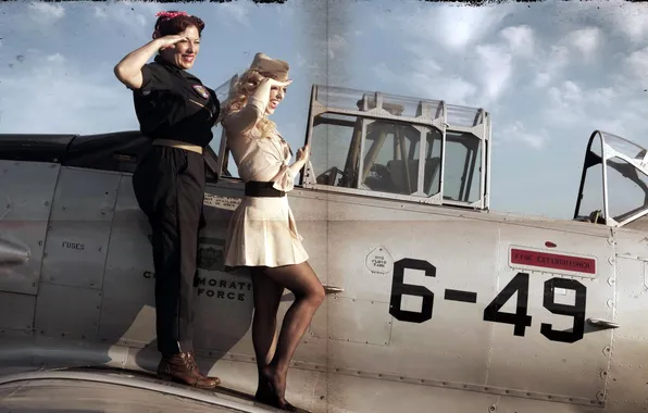Picture style, background, girls, the plane