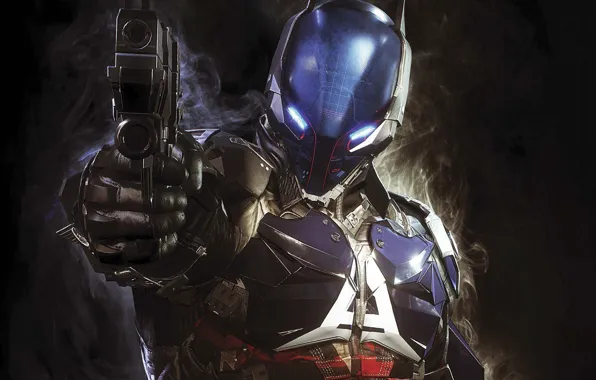 Picture gun, weapons, the barrel, armor, hologram, Warner Bros, Rocksteady Studios, Batman: Arkham Knight