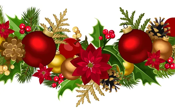 Balls, decoration, Christmas, vector graphics