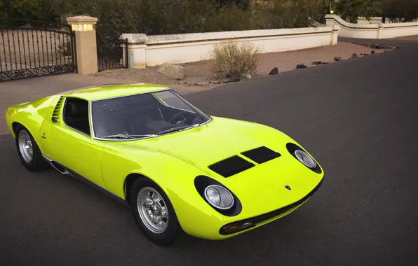 Lamborghini, Retro, Green, Machine, Eyelashes, Car, Supercar, 1967