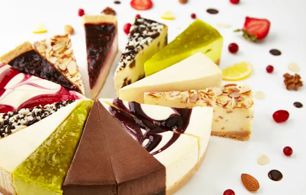 Cake, pieces, cheesecake, cuts