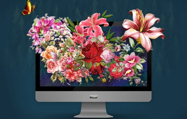 Picture flowers, the world, photoshop, apple, mac, monitor, photo, photoshop