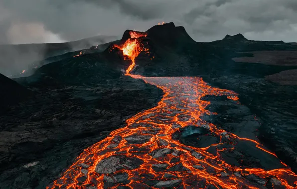 The sky, smoke, the volcano, the eruption, Hawaii, lava, sky, Hawaii