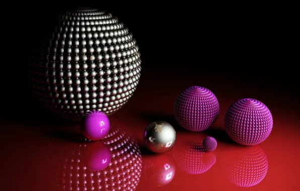 Balls, balls, red background