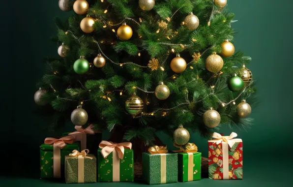 Decoration, balls, tree, New Year, Christmas, gifts, new year, happy