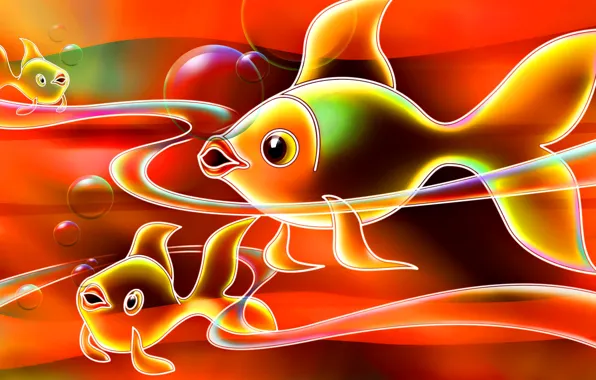 Picture line, abstraction, color, aquarium, fish, fish