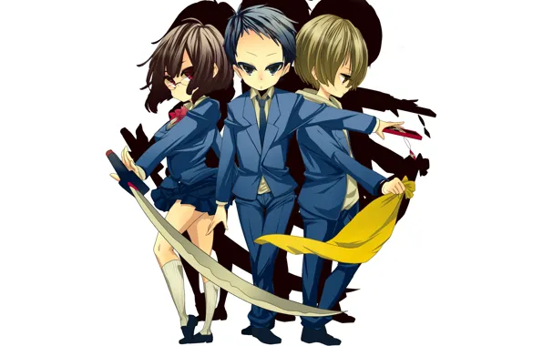 Girl, guys, friends, Durarara, Durarara, Mikado Ryugamine, Henri Sonohara, Kida Masaomi
