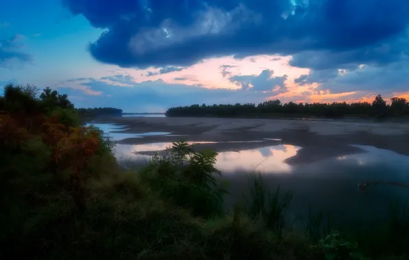 Summer, landscape, nature, river, the evening, Bank, Alexander Plekhanov