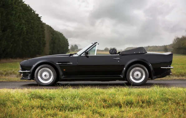 Black, Side view, Aston Martin V8 Vantage Volante