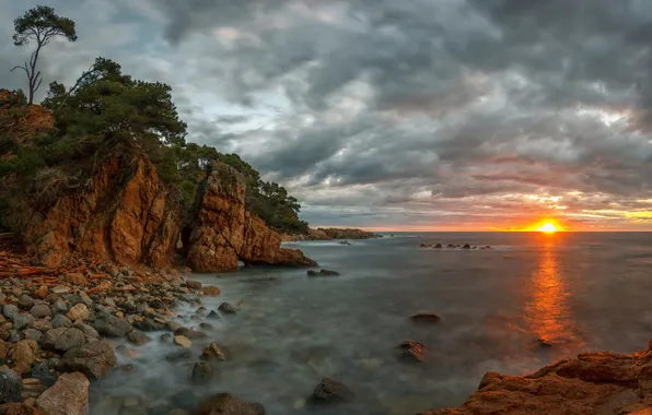 Sea, landscape, sunset