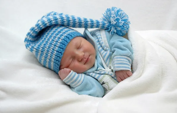 Picture tenderness, baby, sleeping, Child, cap, happy baby