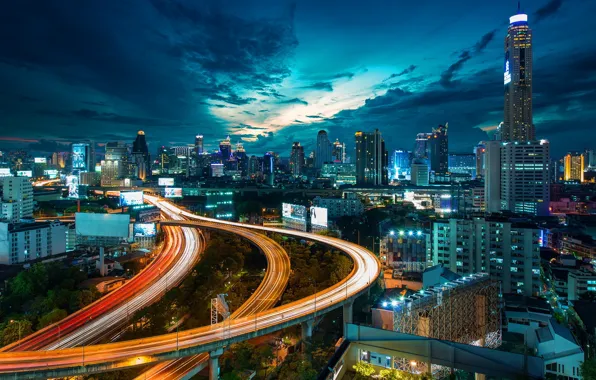 Picture the sky, clouds, light, road, home, The city