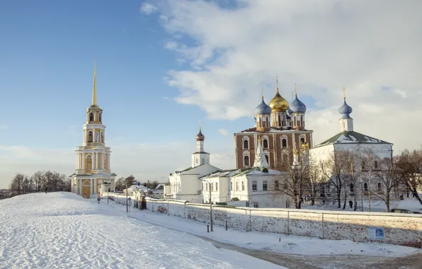 Winter, the sky, snow, Church, temple, shaft