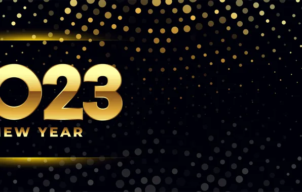 Shine, figures, New year, banner, black background, gold plated, date, bokeh
