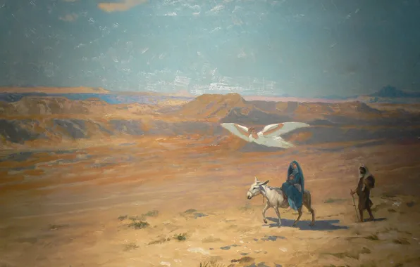Picture angel, picture, mythology, The flight into Egypt, Jean-Leon Gerome