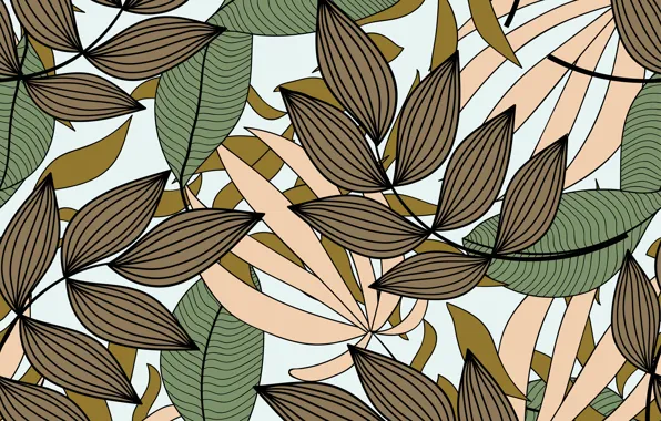 White, leaves, background, background, pattern