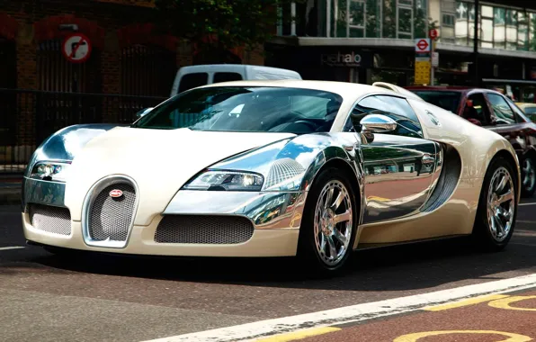 The city, morning, Bugatti, Veyron, road., the Volkswagen