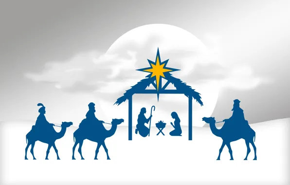 Jesus, Christmas, Figure, Religion, Men, The Virgin Mary, Camels, Vector graphics