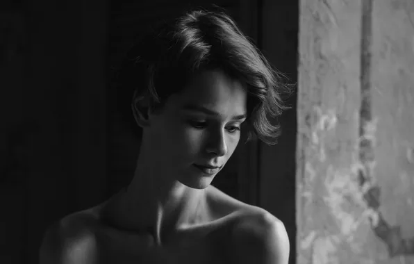 Model, portrait, black and white, Irina Telichev, Ilya Miloradov