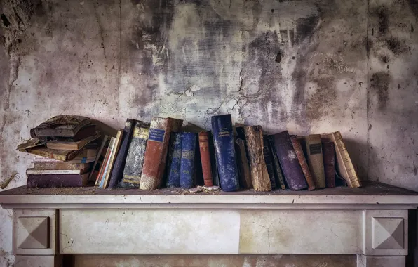 Wall, books, shelf