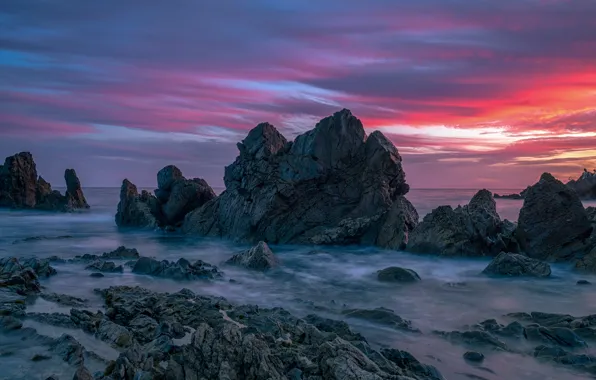 Sea, sunset, photo, rocks